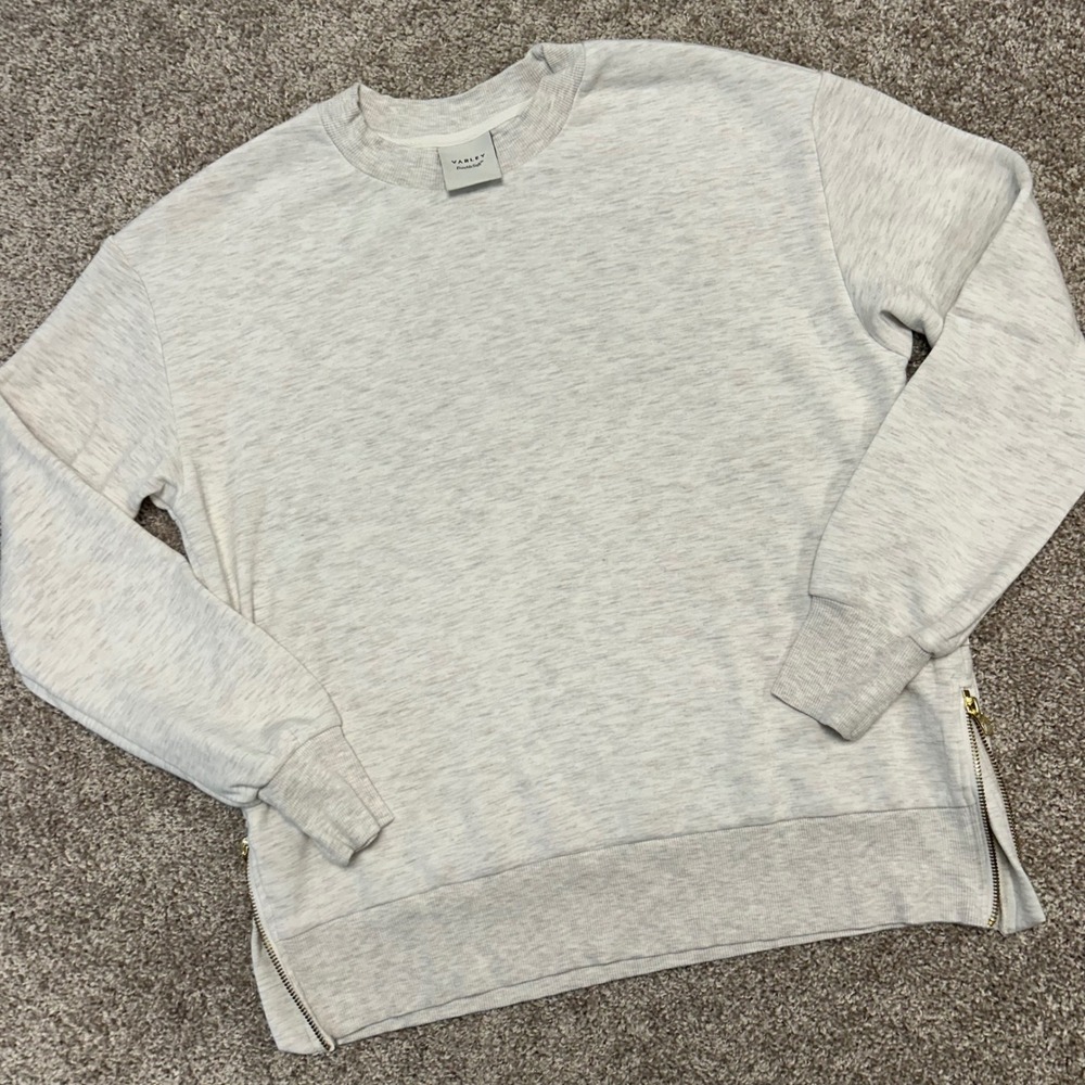 Varley Doublesoft Gabriella Crewneck Sweatshirt Women Medium Zip Pullover Gray